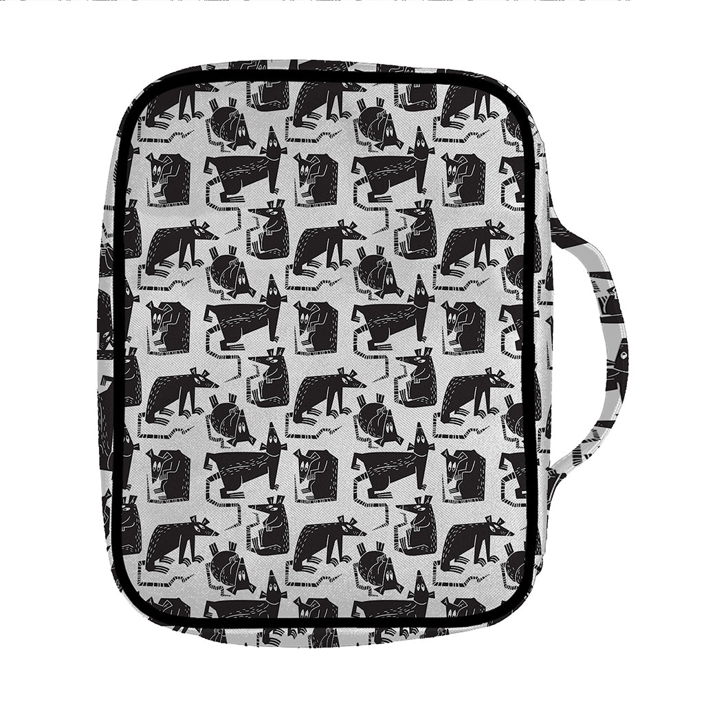 Black And White Rat Pattern Print Front Pocket Bible Bag