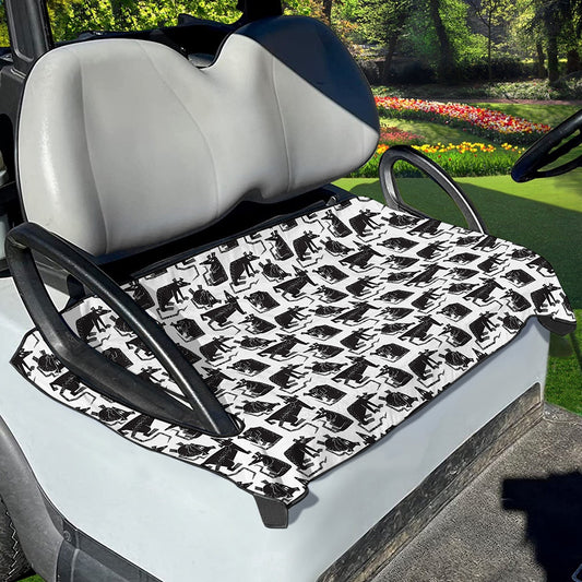 Black And White Rat Pattern Print Golf Cart Seat Cover
