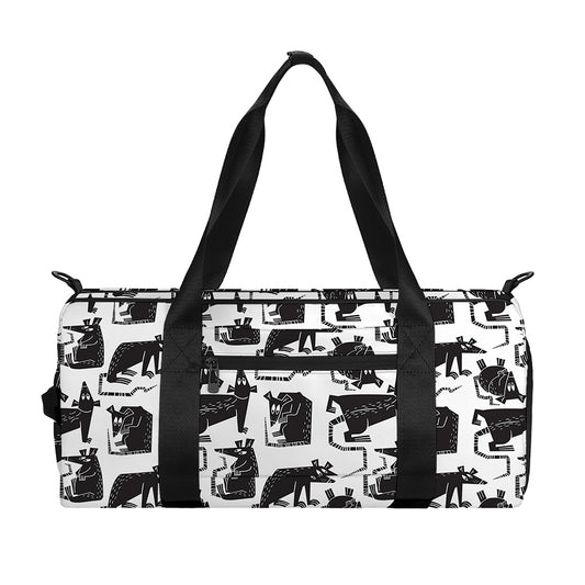 Black And White Rat Pattern Print Gym Bag
