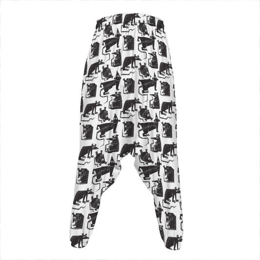 Black And White Rat Pattern Print Hammer Pants