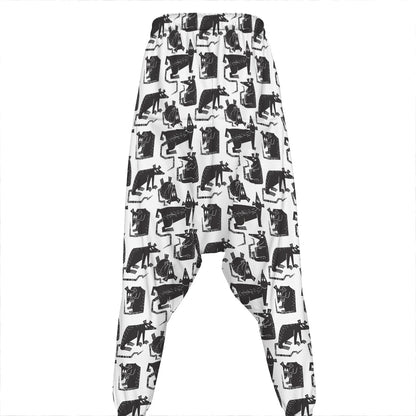 Black And White Rat Pattern Print Hammer Pants