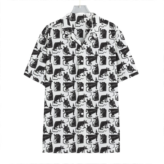 Black And White Rat Pattern Print Hawaiian Shirt