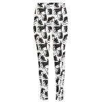 Black And White Rat Pattern Print High-Waisted Pocket Leggings