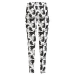 Black And White Rat Pattern Print High-Waisted Pocket Leggings