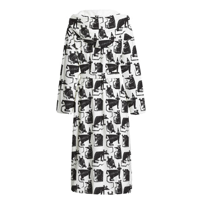 Black And White Rat Pattern Print Hooded Bathrobe