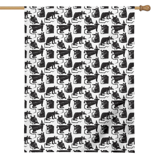 Black And White Rat Pattern Print House Flag