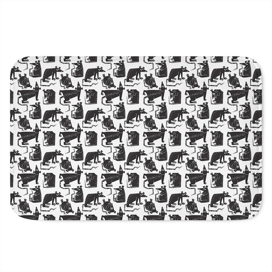 Black And White Rat Pattern Print Indoor Door Mat