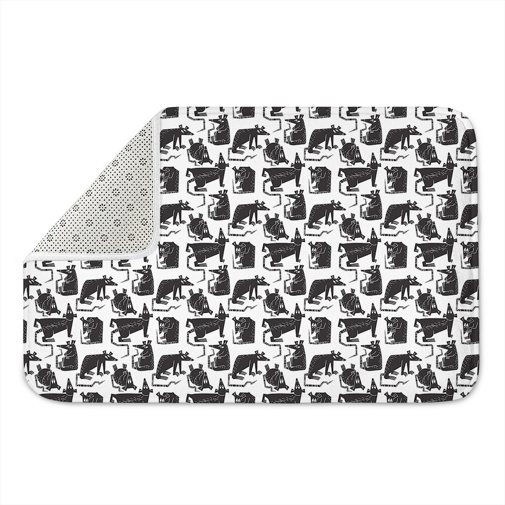 Black And White Rat Pattern Print Indoor Door Mat