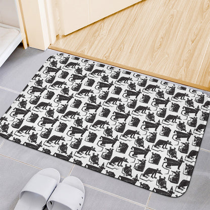 Black And White Rat Pattern Print Indoor Door Mat