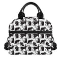 Black And White Rat Pattern Print Insulated Lunch Bag