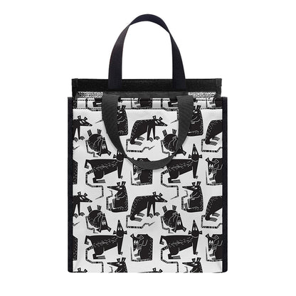 Black And White Rat Pattern Print Insulated Lunch Tote