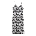 Black And White Rat Pattern Print Jersey Midi Cami Dress