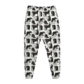 Black And White Rat Pattern Print Jogger Pants