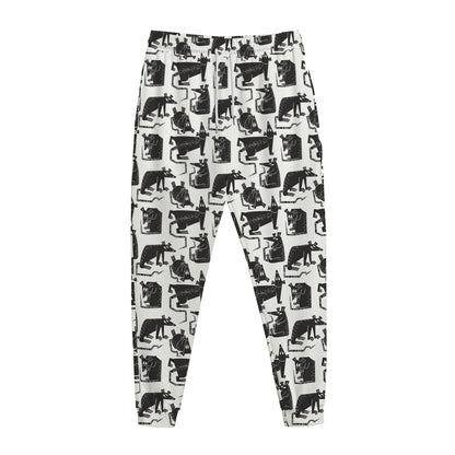 Black And White Rat Pattern Print Jogger Pants