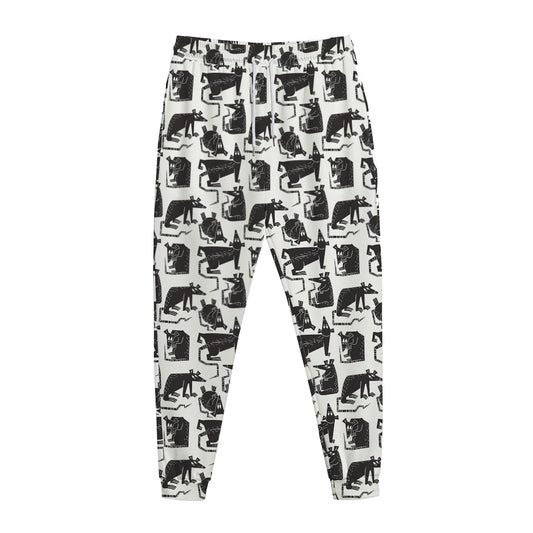 Black And White Rat Pattern Print Jogger Pants