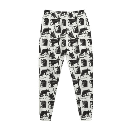 Black And White Rat Pattern Print Jogger Pants