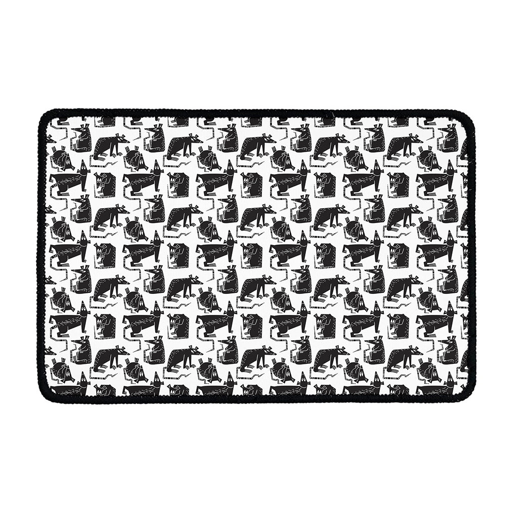 Black And White Rat Pattern Print Kitchen Mat
