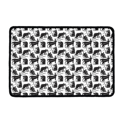 Black And White Rat Pattern Print Kitchen Mat