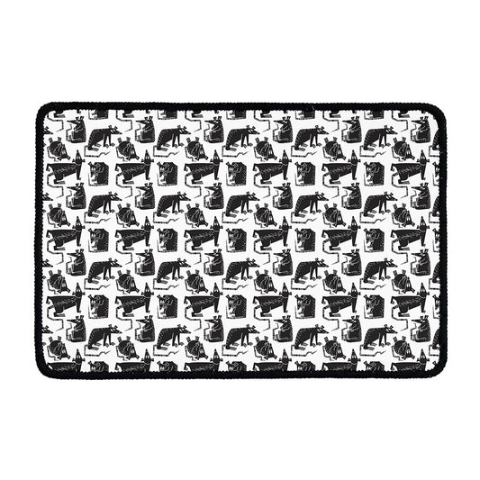 Black And White Rat Pattern Print Kitchen Mat
