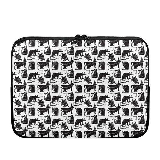 Black And White Rat Pattern Print Laptop Sleeve