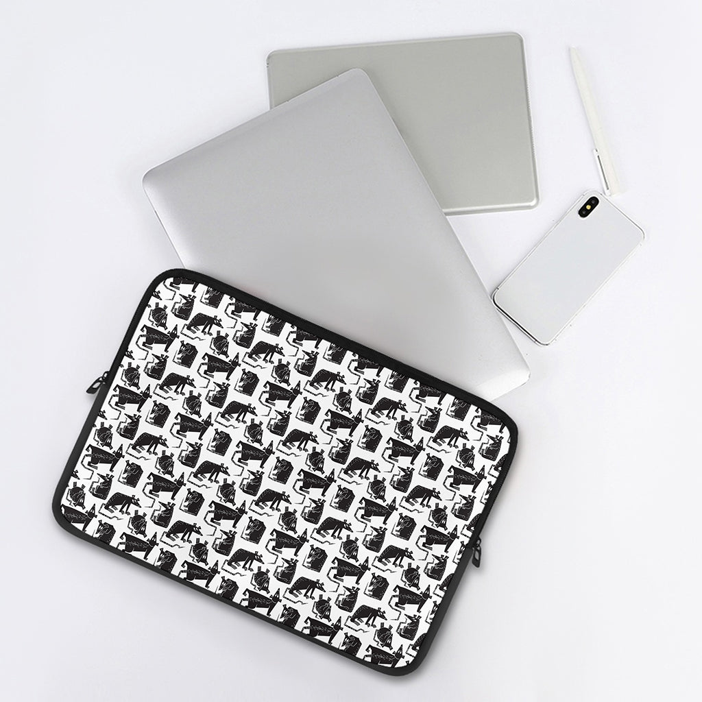 Black And White Rat Pattern Print Laptop Sleeve
