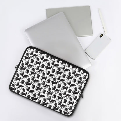 Black And White Rat Pattern Print Laptop Sleeve