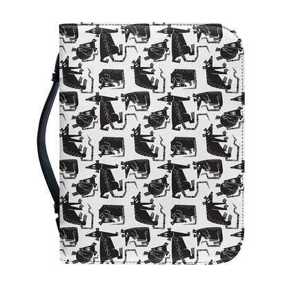 Black And White Rat Pattern Print Leather Bible Cover