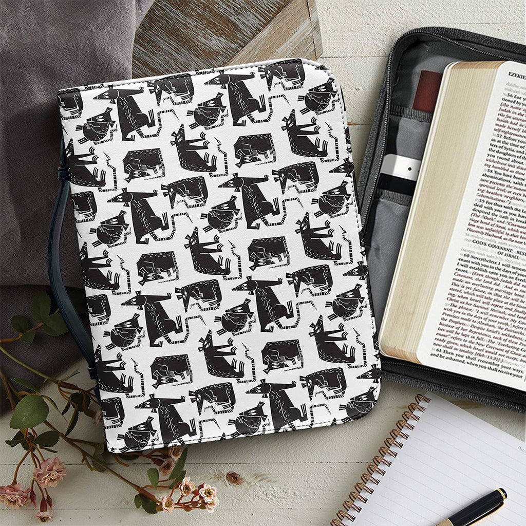 Black And White Rat Pattern Print Leather Bible Cover
