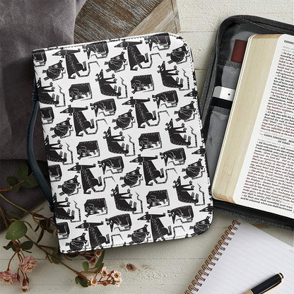 Black And White Rat Pattern Print Leather Bible Cover