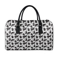 Black And White Rat Pattern Print Leather Duffel Bag