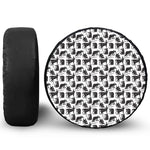 Black And White Rat Pattern Print Leather Spare Tire Cover