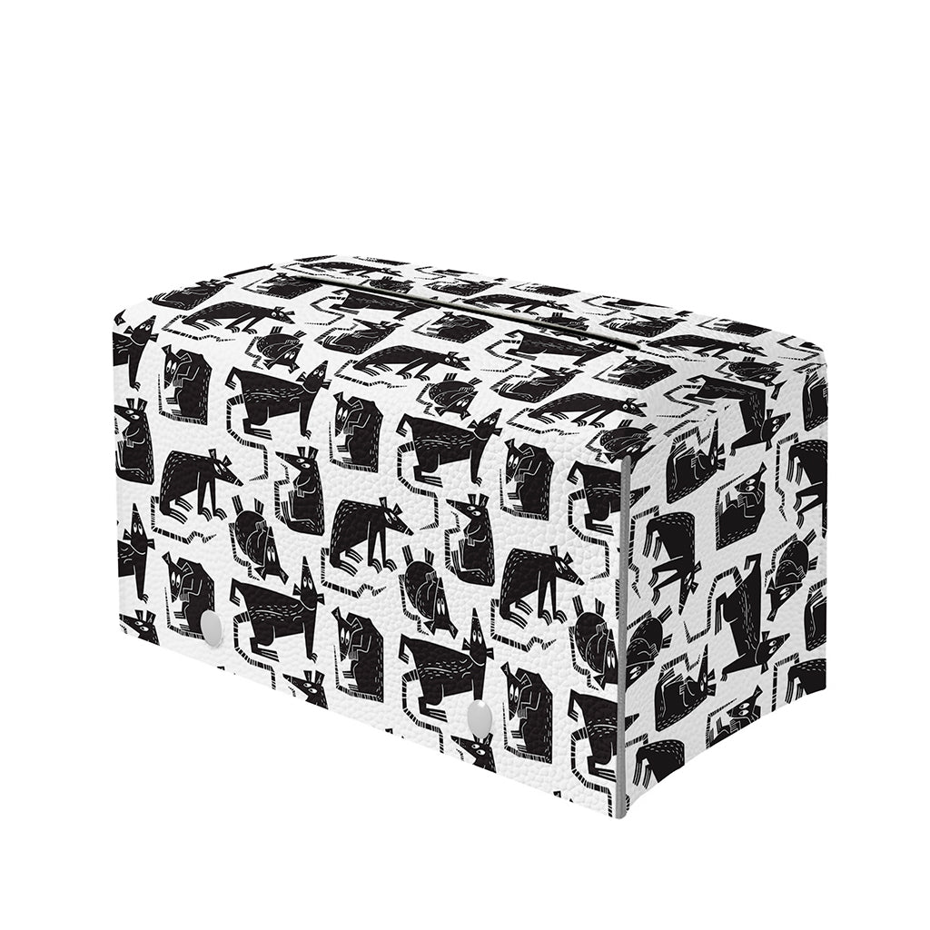 Black And White Rat Pattern Print Leather Tissue Box Cover
