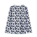 Black And White Rat Pattern Print Long Sleeve Short Coat