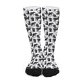 Black And White Rat Pattern Print Long Socks