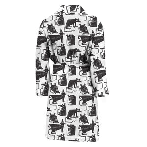 Black And White Rat Pattern Print Men's Bathrobe