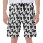 Black And White Rat Pattern Print Men's Beach Shorts
