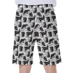 Black And White Rat Pattern Print Men's Beach Shorts