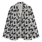 Black And White Rat Pattern Print Men's Blazer