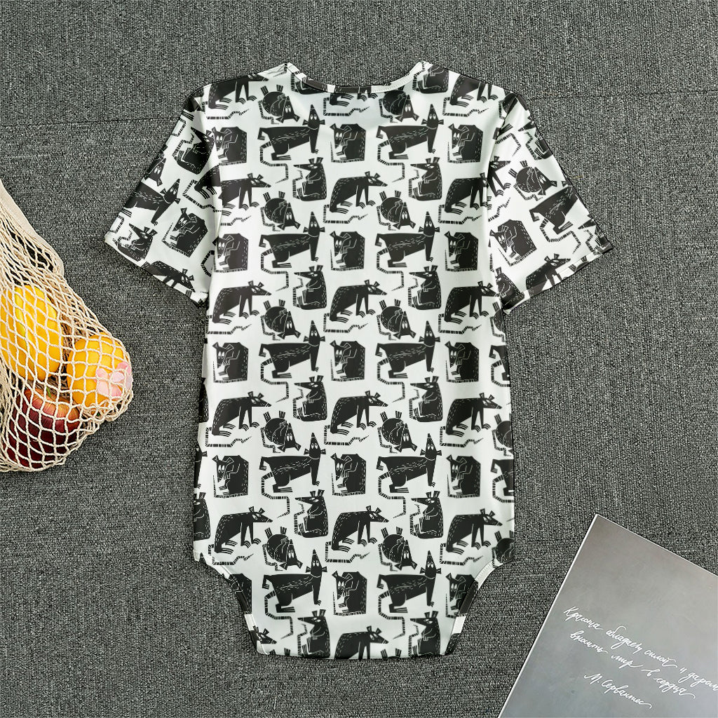 Black And White Rat Pattern Print Men's Bodysuit