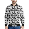 Black And White Rat Pattern Print Men's Bomber Jacket