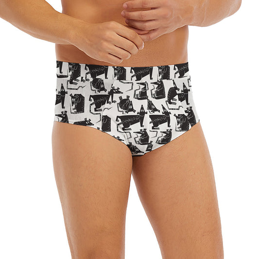 Black And White Rat Pattern Print Men's Briefs