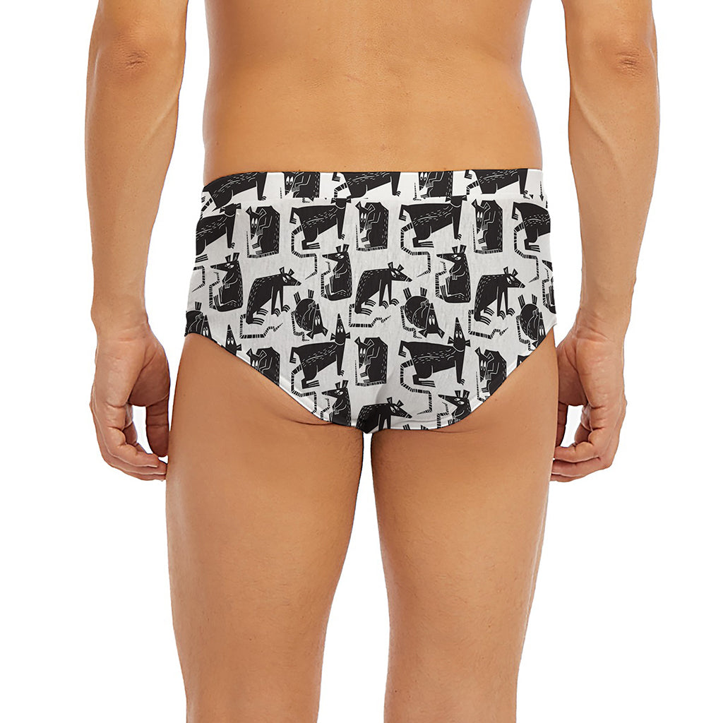 Black And White Rat Pattern Print Men's Briefs