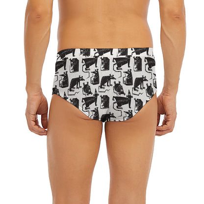 Black And White Rat Pattern Print Men's Briefs