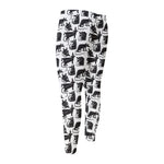 Black And White Rat Pattern Print Men's Compression Pants
