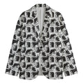 Black And White Rat Pattern Print Men's Cotton Blazer
