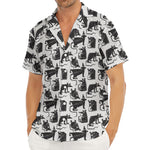Black And White Rat Pattern Print Men's Deep V-Neck Shirt