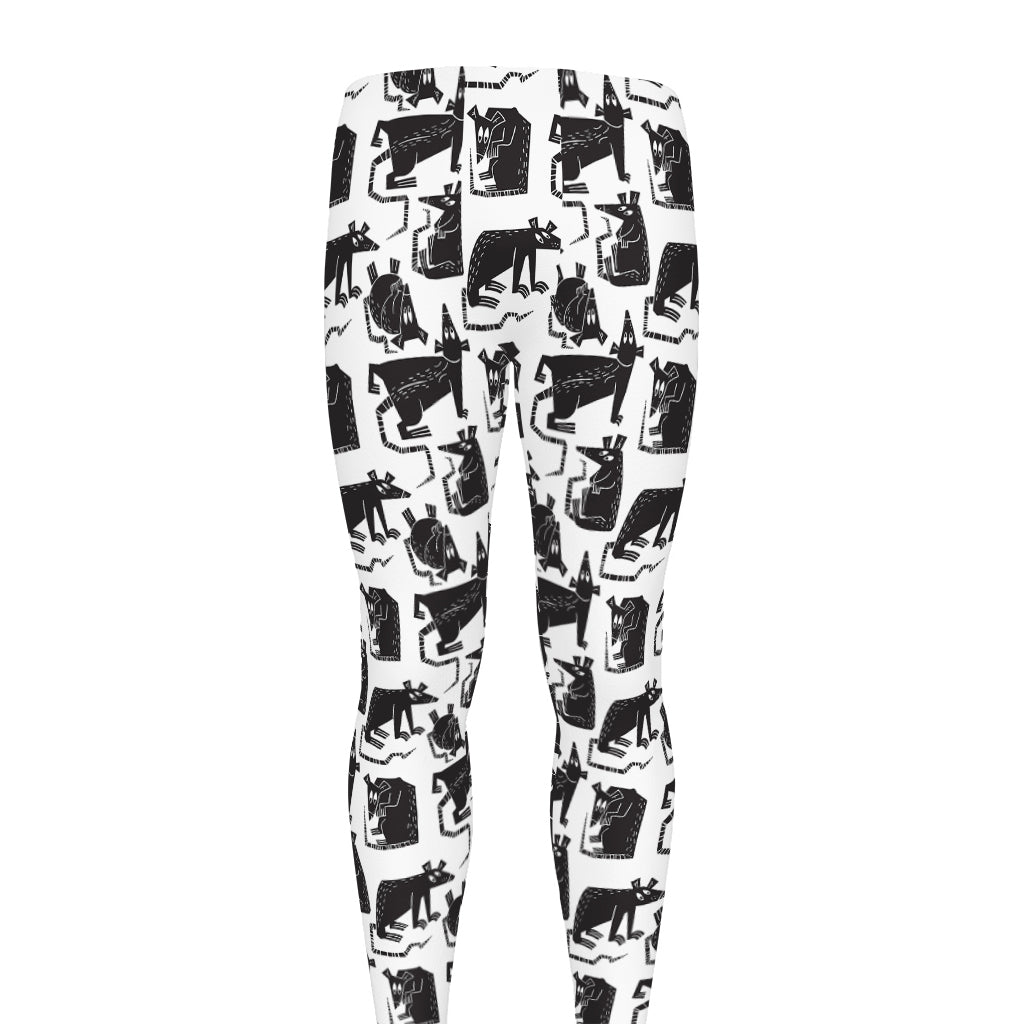 Black And White Rat Pattern Print Men's leggings