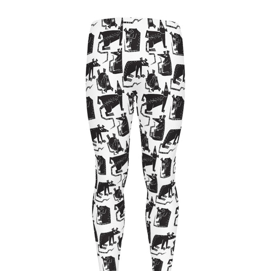 Black And White Rat Pattern Print Men's leggings