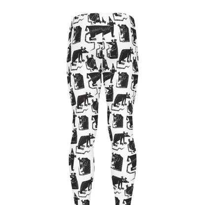 Black And White Rat Pattern Print Men's leggings