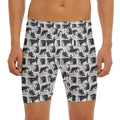 Black And White Rat Pattern Print Men's Long Boxer Briefs